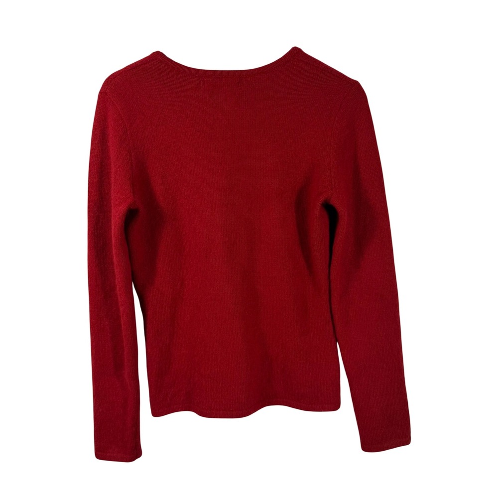 Sarah Spencer Red Angora Blend V-Neck Sweater Long Sleeve Women's Small - Picture 5 of 7